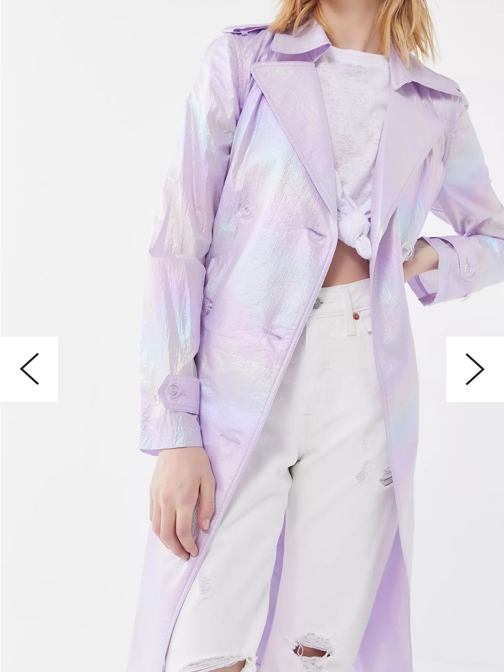 Avec Les Filles Lavender Iridescent Belted Trench Sz Small - Picture 2 of 9